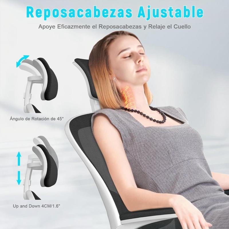 Reposacabezas regulable en altura y ángulo